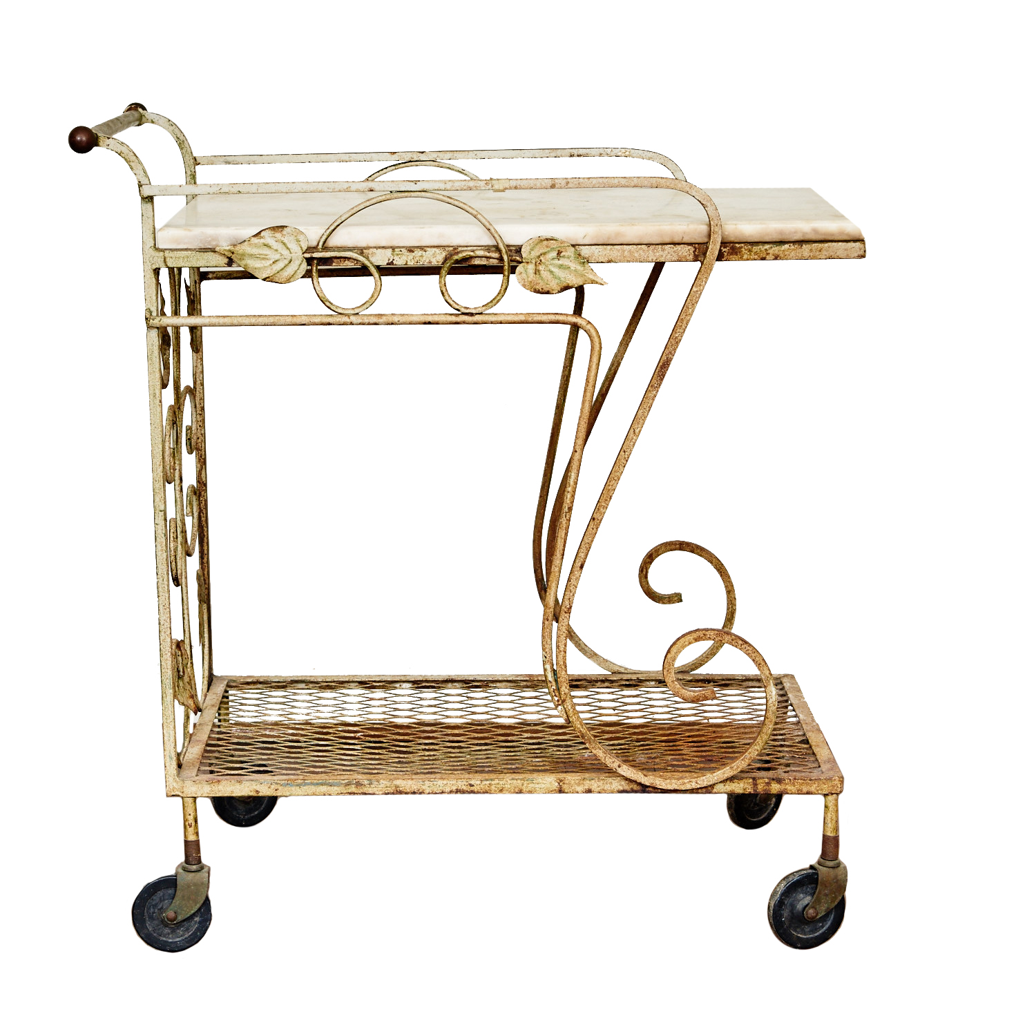 Vintage Marble Top Bar Cart EBTH