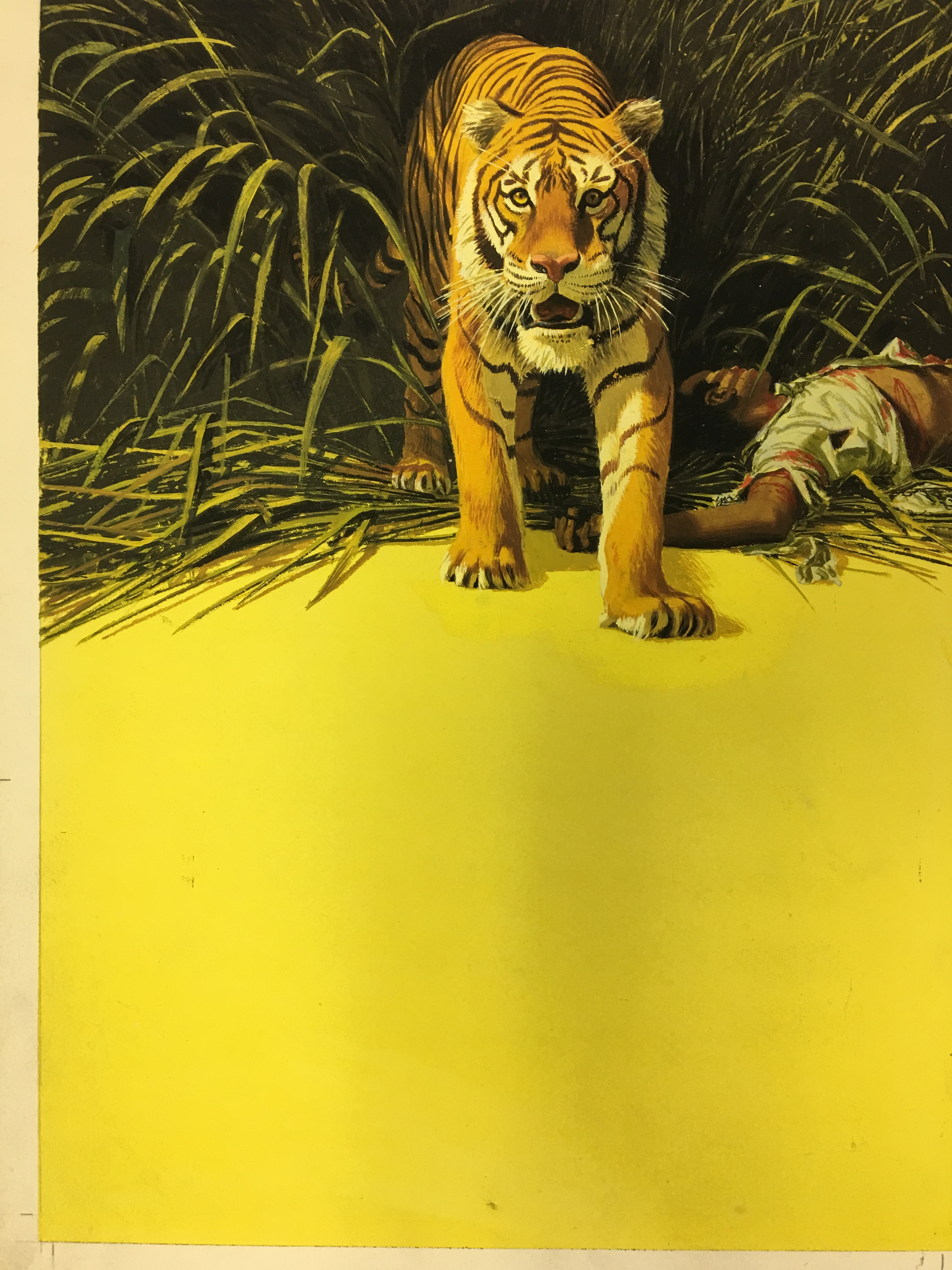 Stan Galli Gouache Painting on Board Illustration for "On the Track of the Man Eater"
