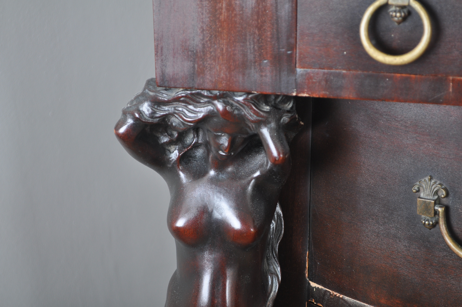 Antique Beautifully Carved Empire Revival Dresser With Mirror