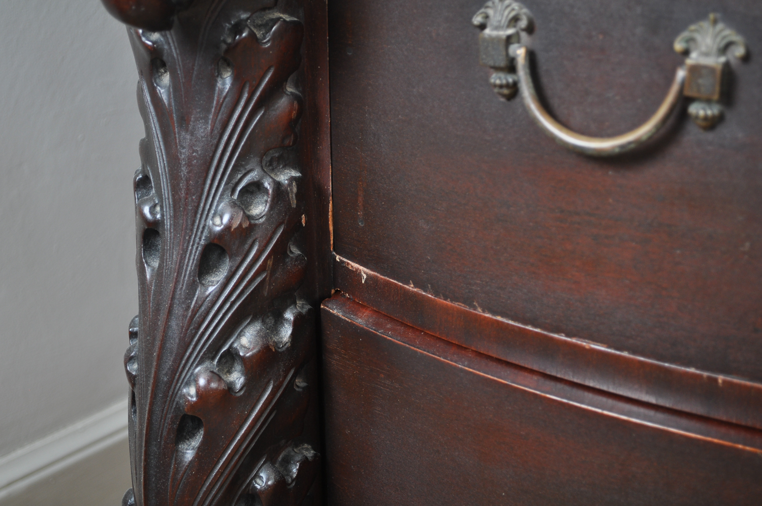 Antique Beautifully Carved Empire Revival Dresser With Mirror