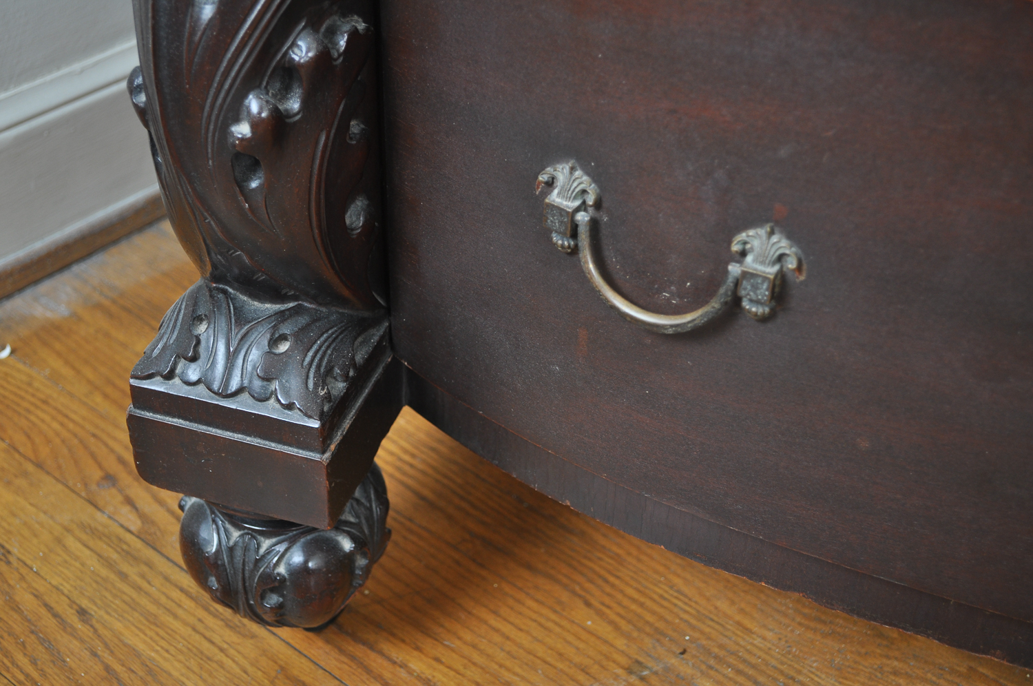 Antique Beautifully Carved Empire Revival Dresser With Mirror