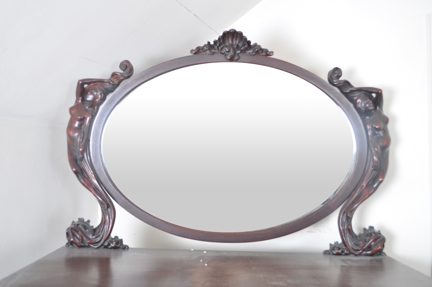 Antique Beautifully Carved Empire Revival Dresser With Mirror