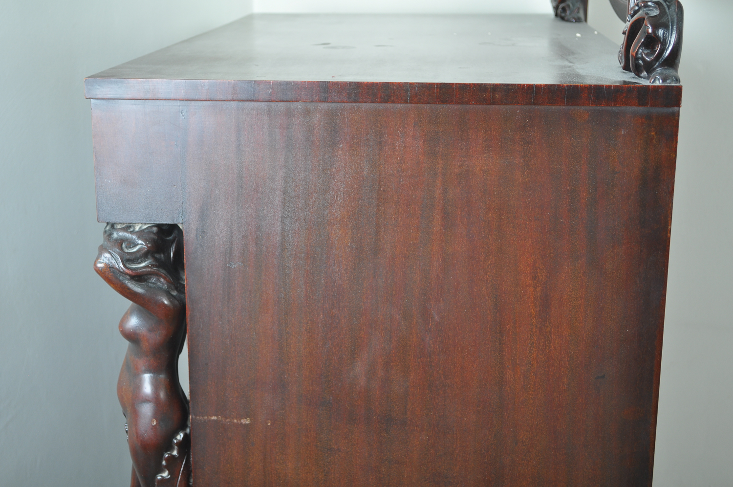 Antique Beautifully Carved Empire Revival Dresser With Mirror