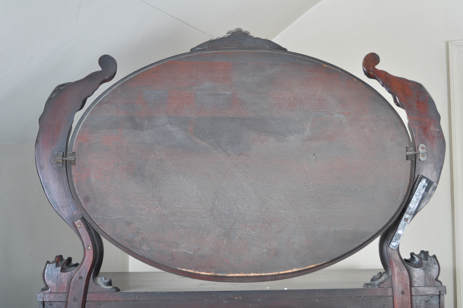 Antique Beautifully Carved Empire Revival Dresser With Mirror