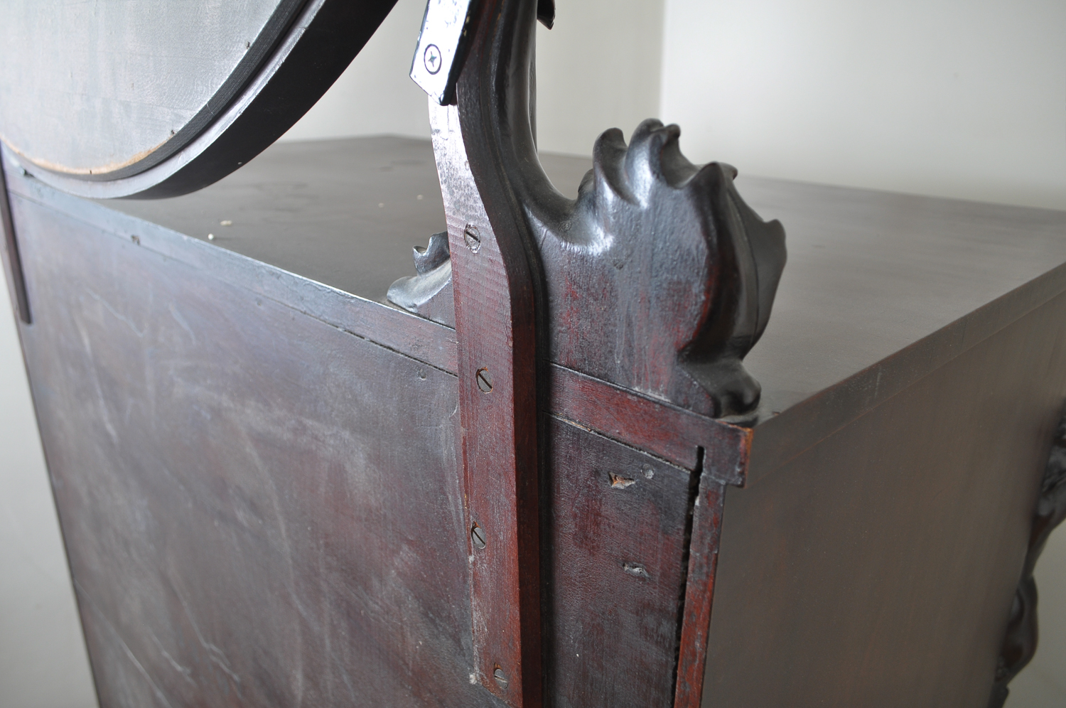 Antique Beautifully Carved Empire Revival Dresser With Mirror