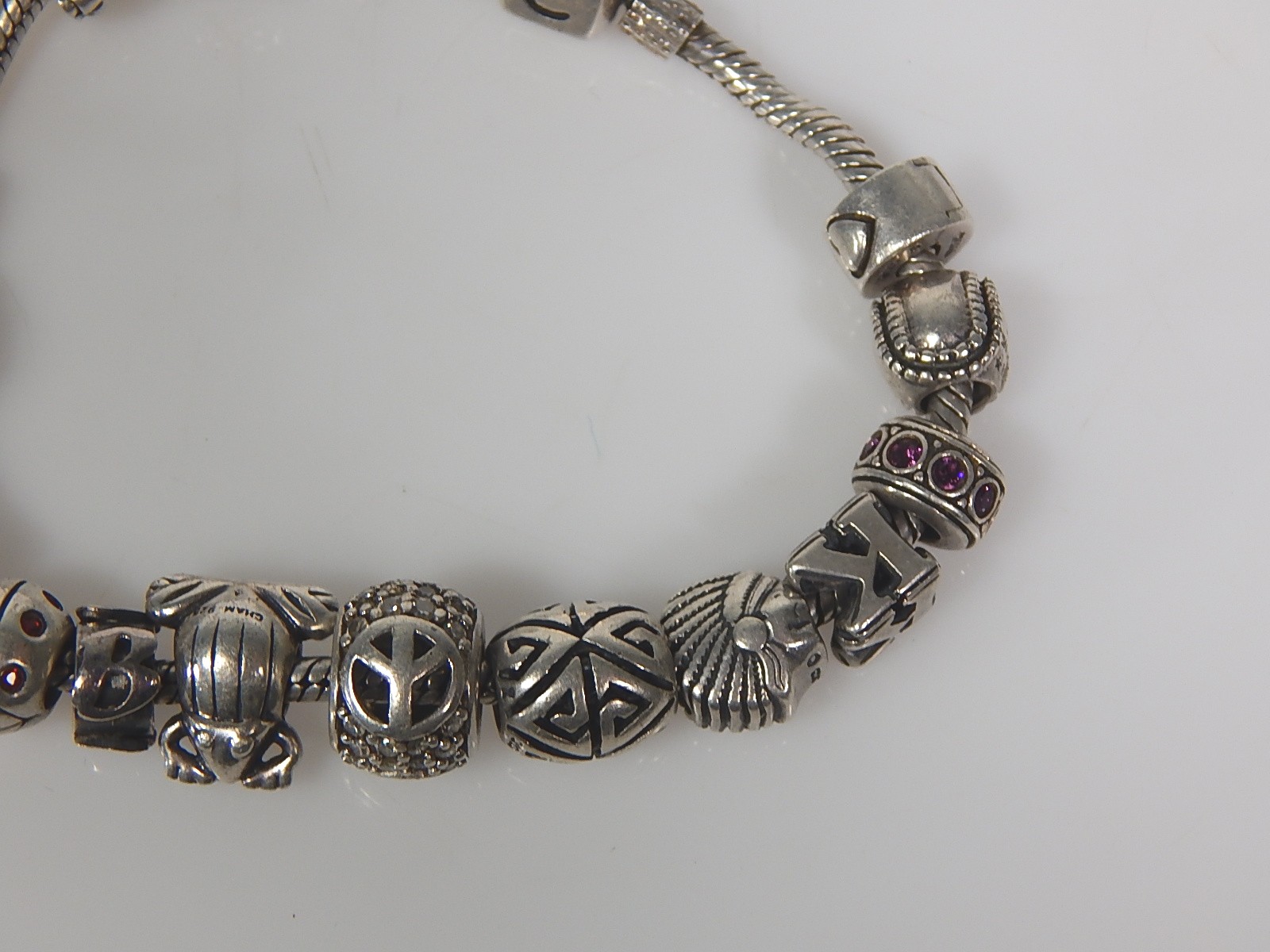 Sterling Silver Beaded Charm Bracelet