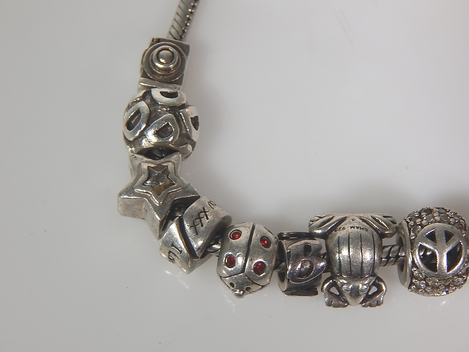 Sterling Silver Beaded Charm Bracelet