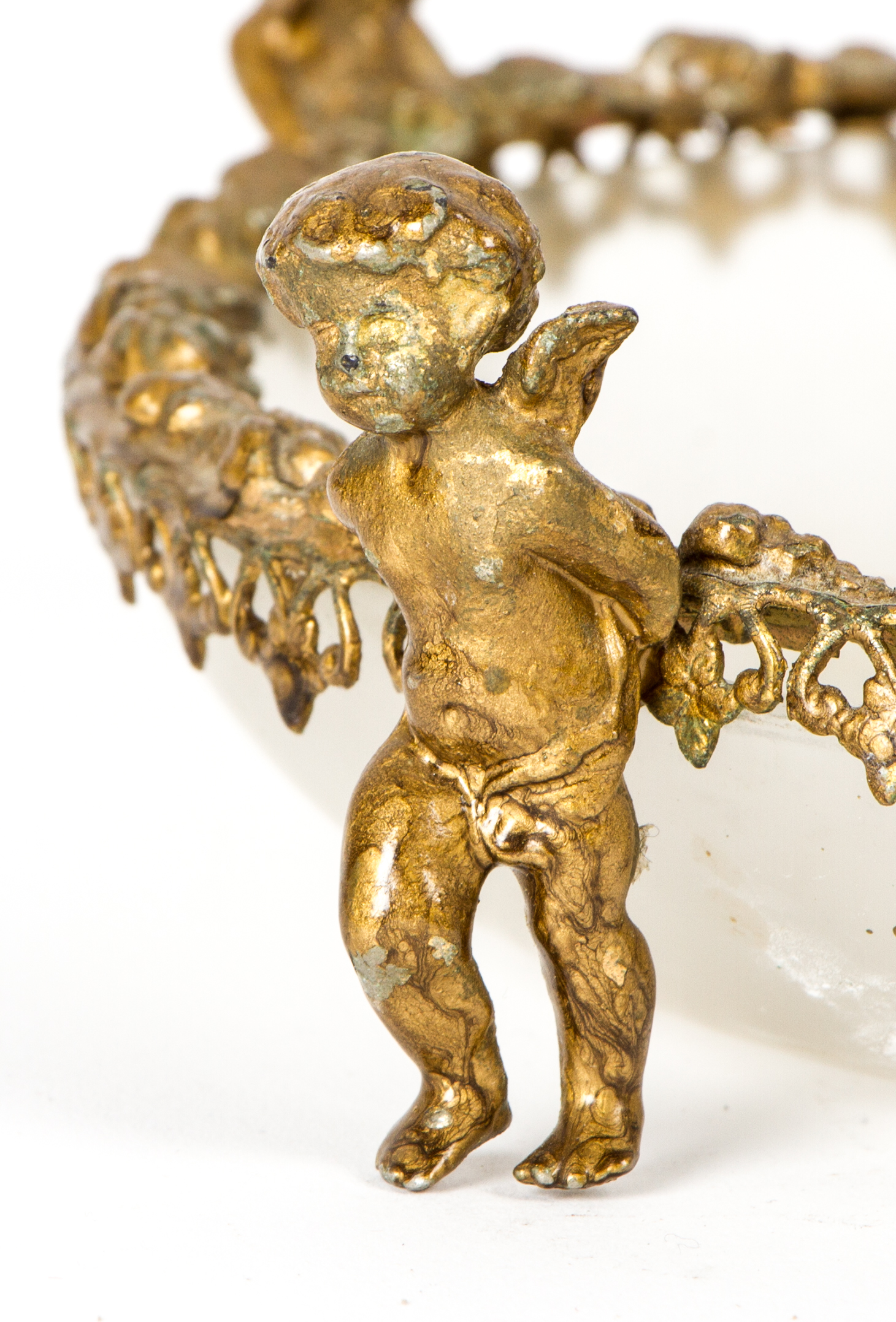 Brass and Glass Cherub Dish