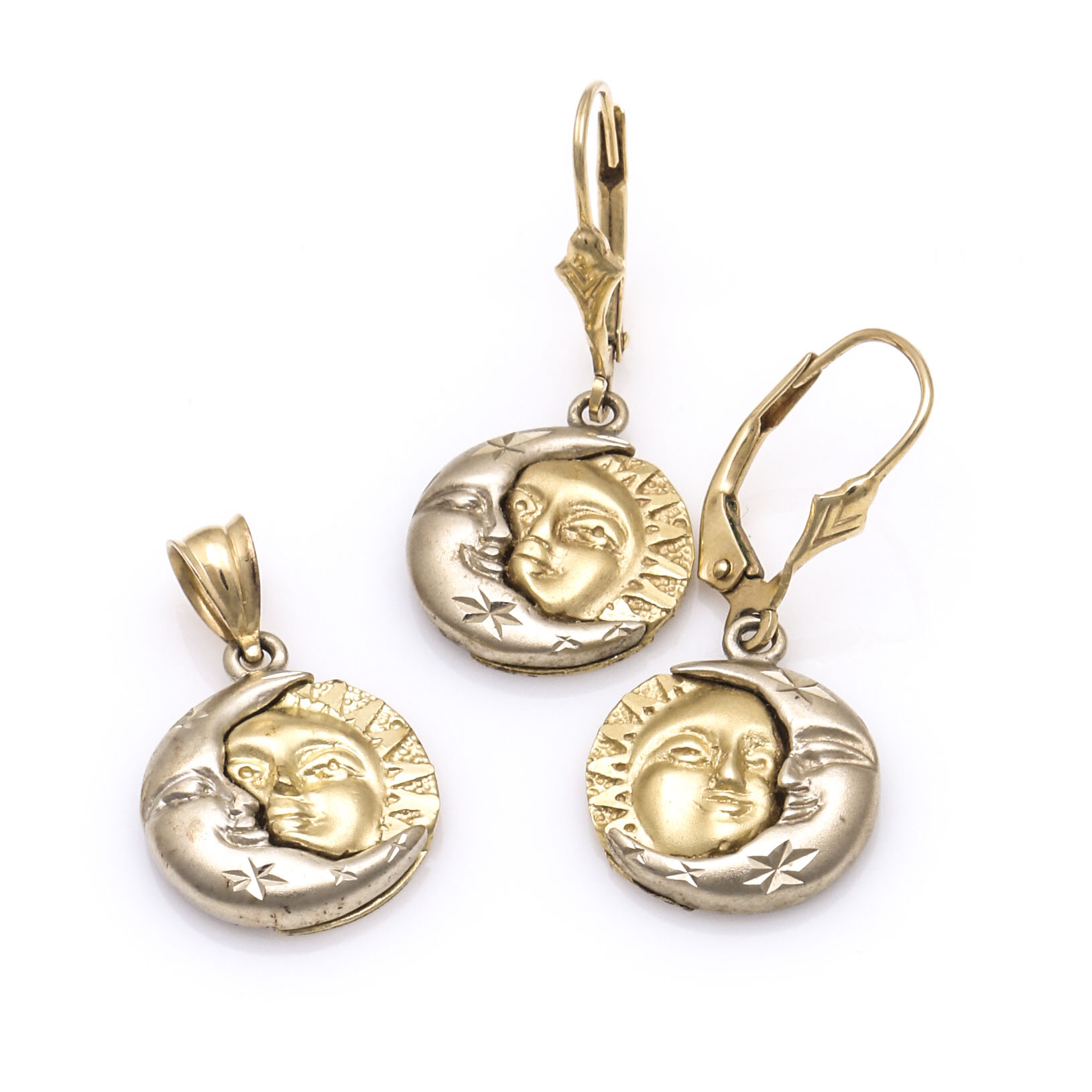 14K Gold Sun and Moon Demi Parure
