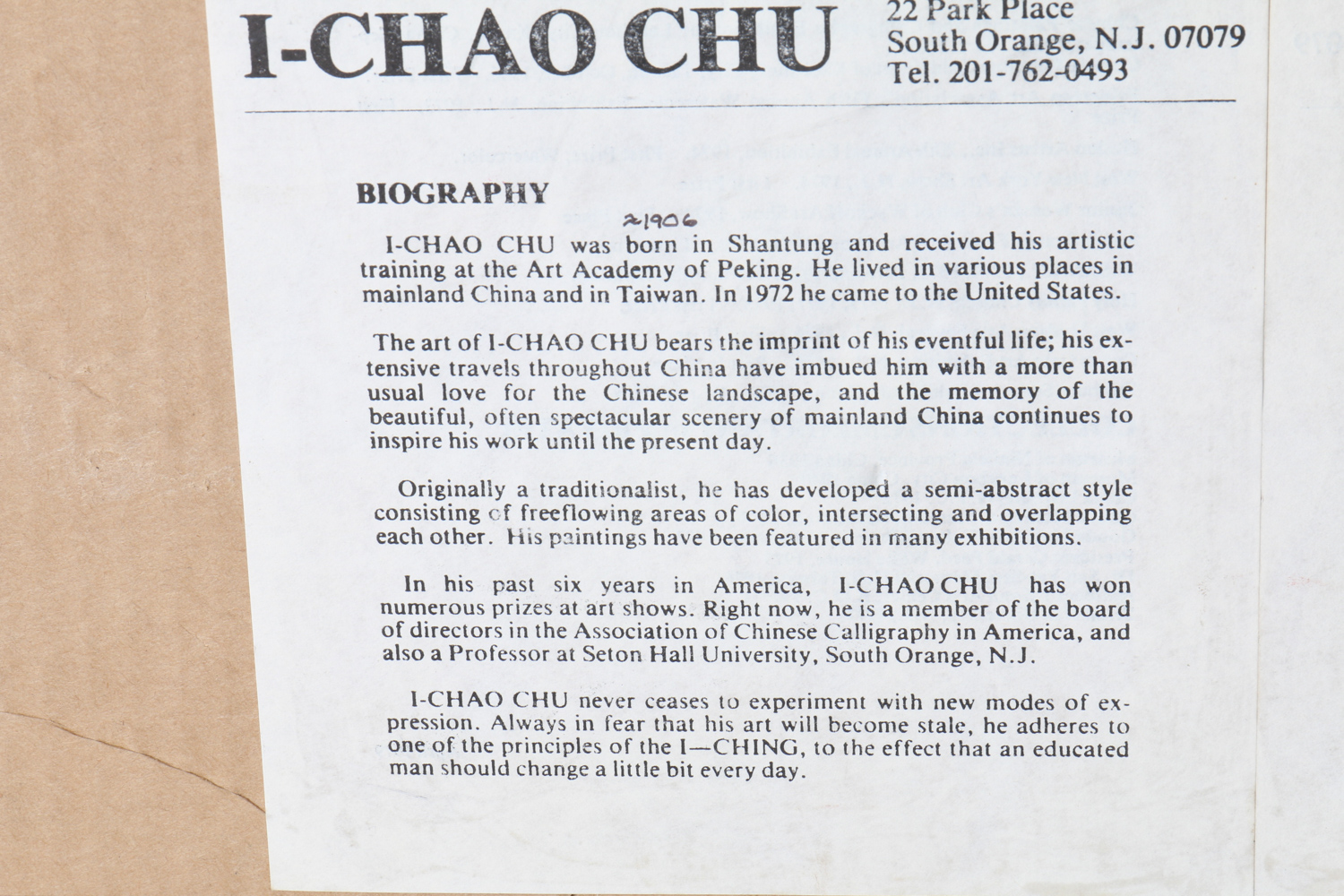 I-Chao Chu Watercolor Painting