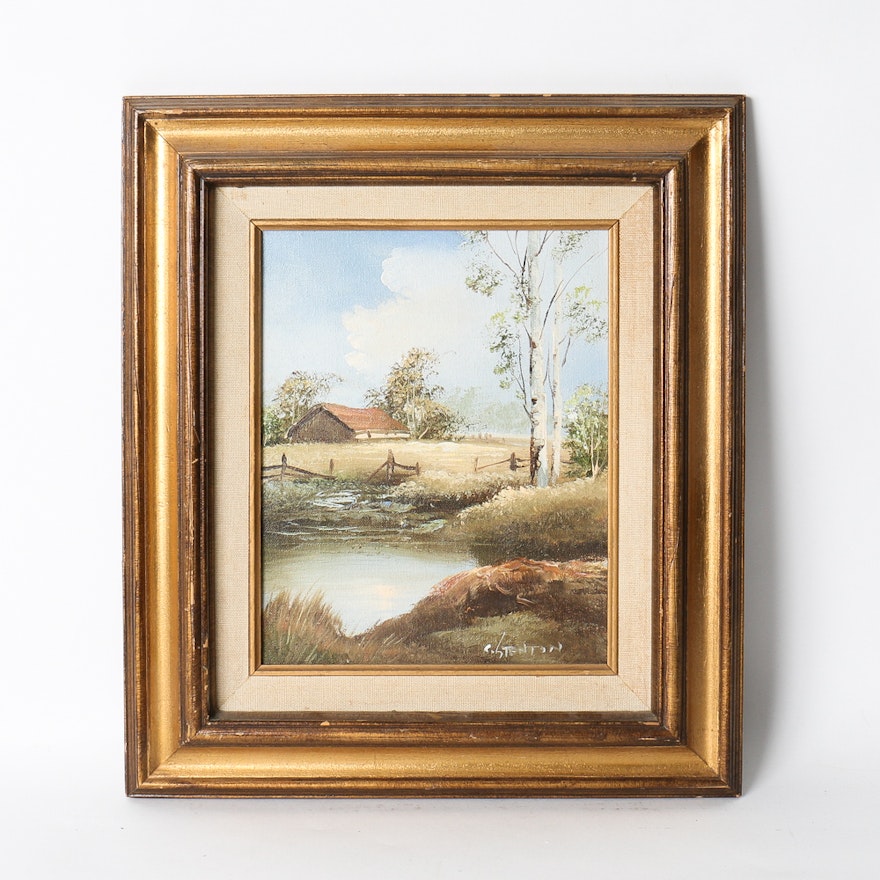 C. Stenton Original Landscape Oil Painting on Canvas