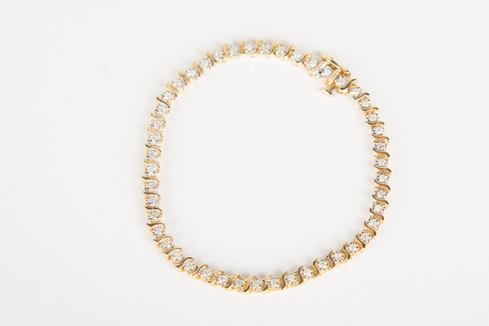 14K Gold and Diamond Tennis Bracelet