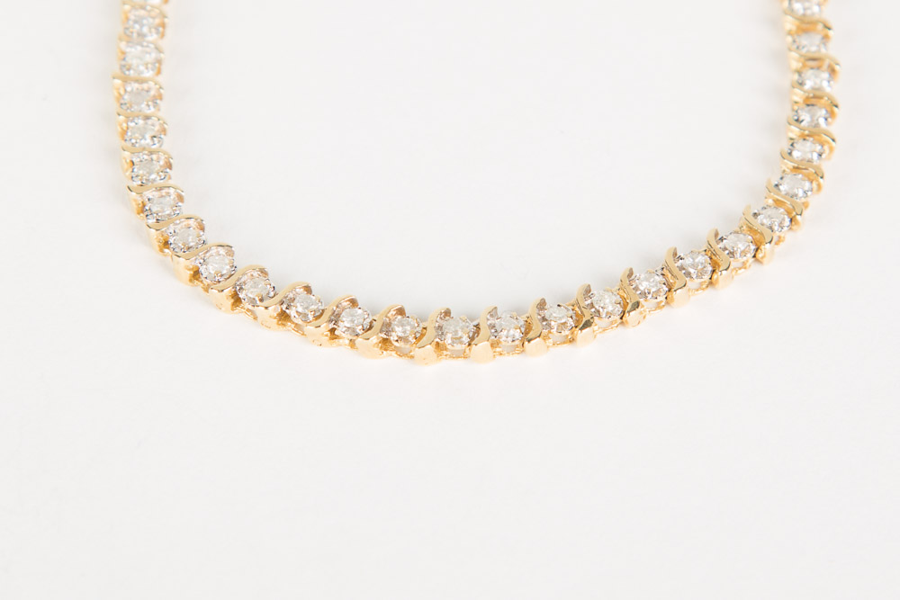 14K Gold and Diamond Tennis Bracelet