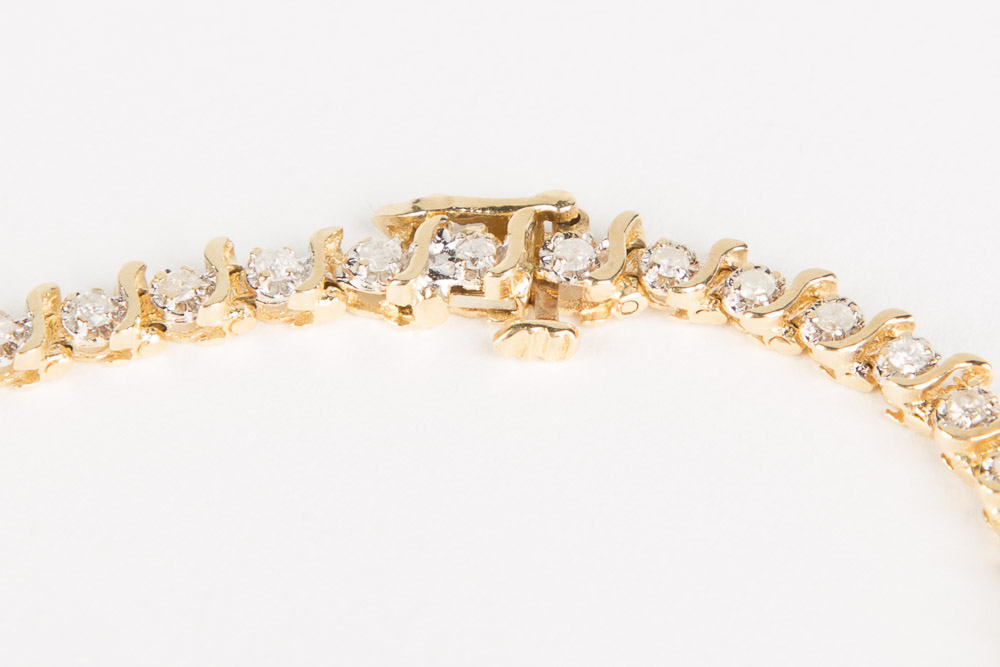14K Gold and Diamond Tennis Bracelet