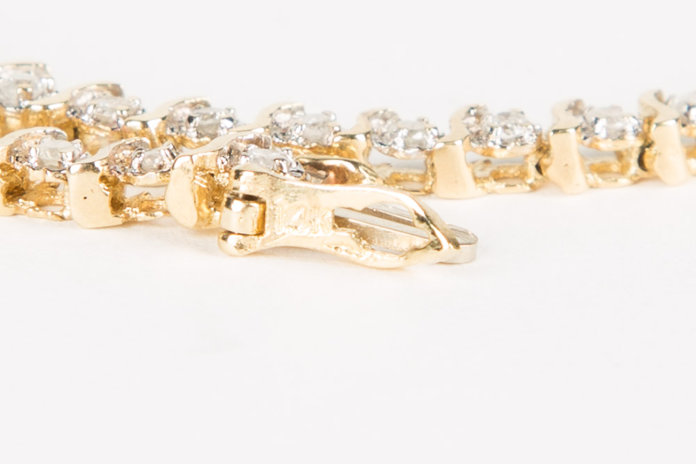 14K Gold and Diamond Tennis Bracelet