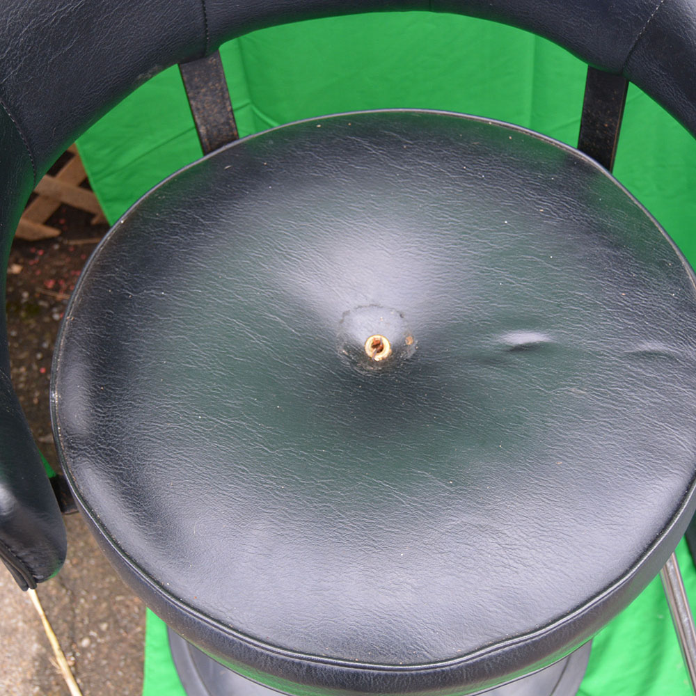 Pair of Modecraft Black Leather Swiveling Salon Chairs