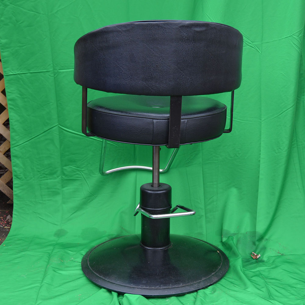 Pair of Modecraft Black Leather Swiveling Salon Chairs