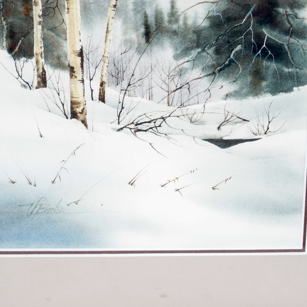 Vicki J. Barton Original Watercolor Painting, "Snow Bound"