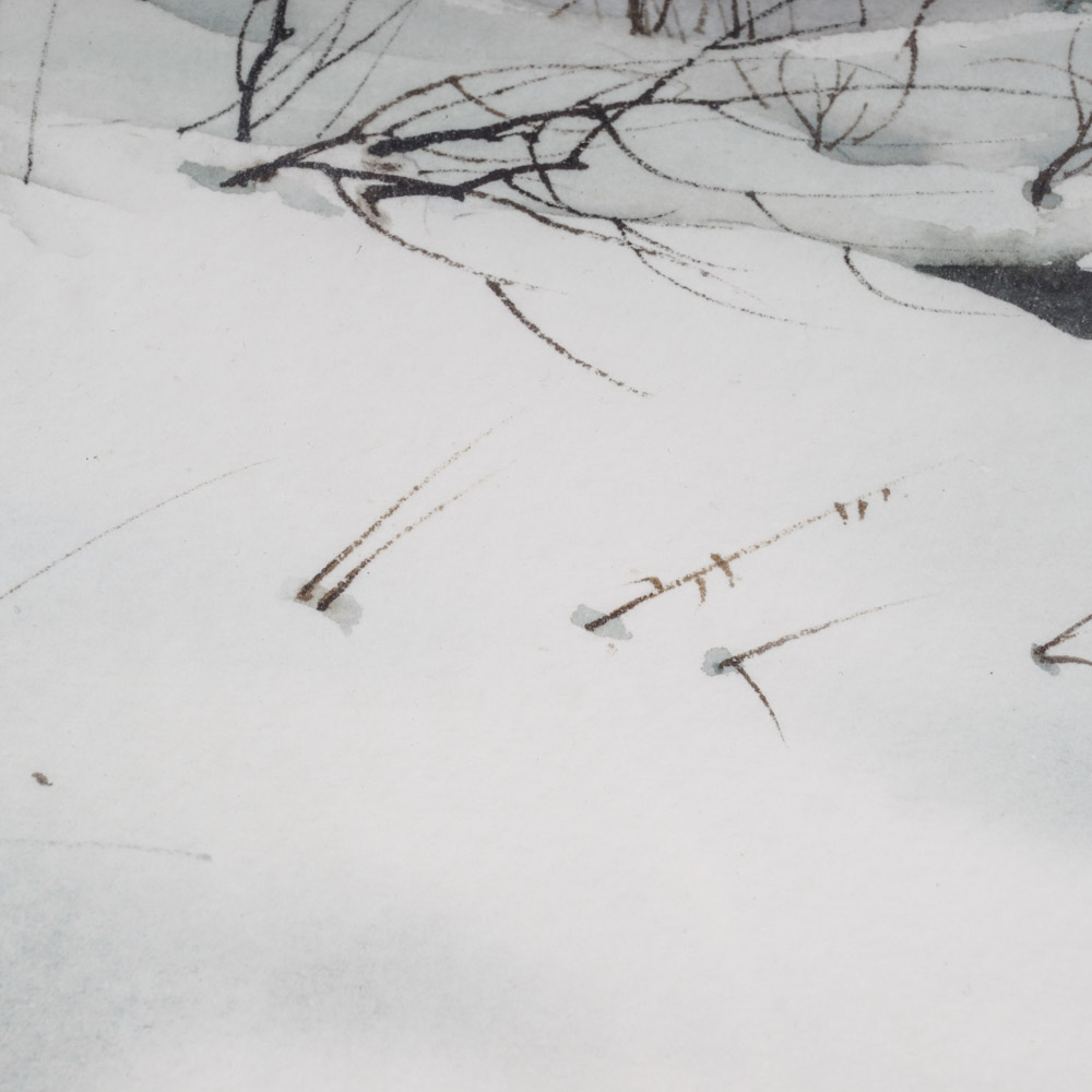 Vicki J. Barton Original Watercolor Painting, "Snow Bound"