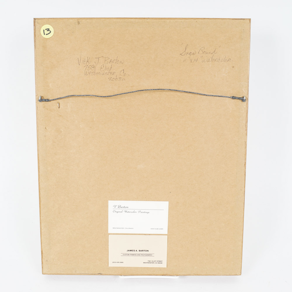 Vicki J. Barton Original Watercolor Painting, "Snow Bound"