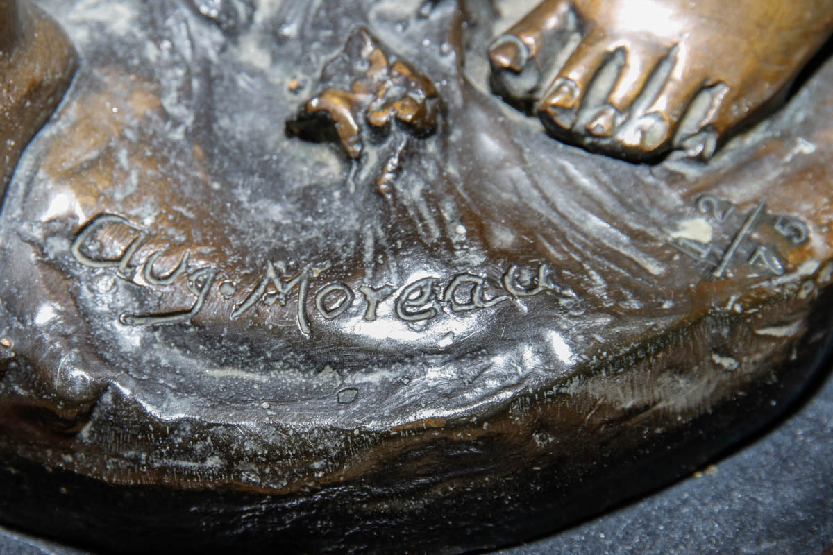 After Auguste Moreau Bronze Sculpture "Secret"