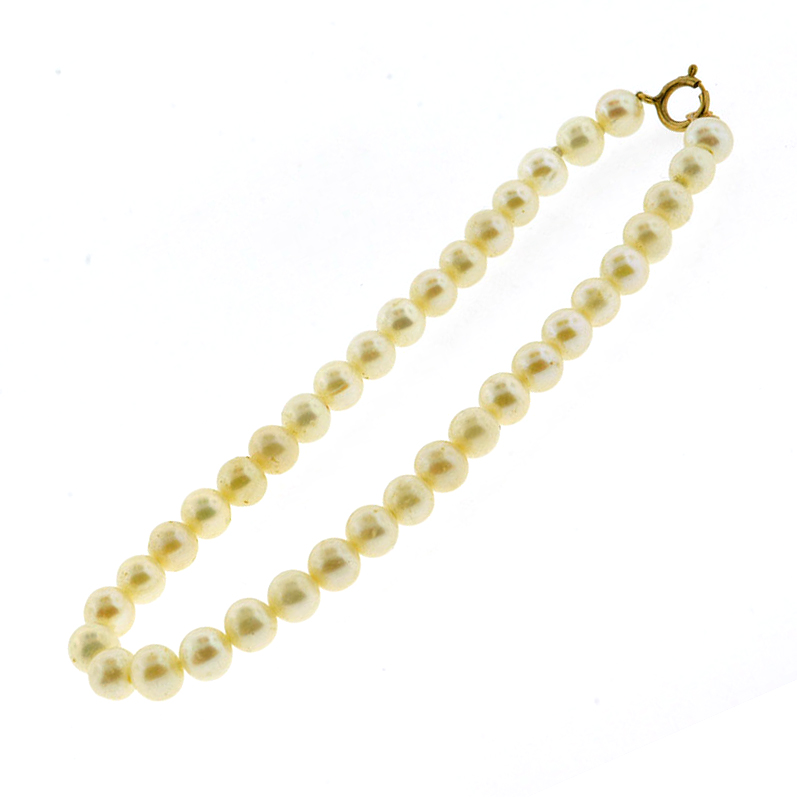 Pearl Bracelet with 14K Yellow Gold Clasp