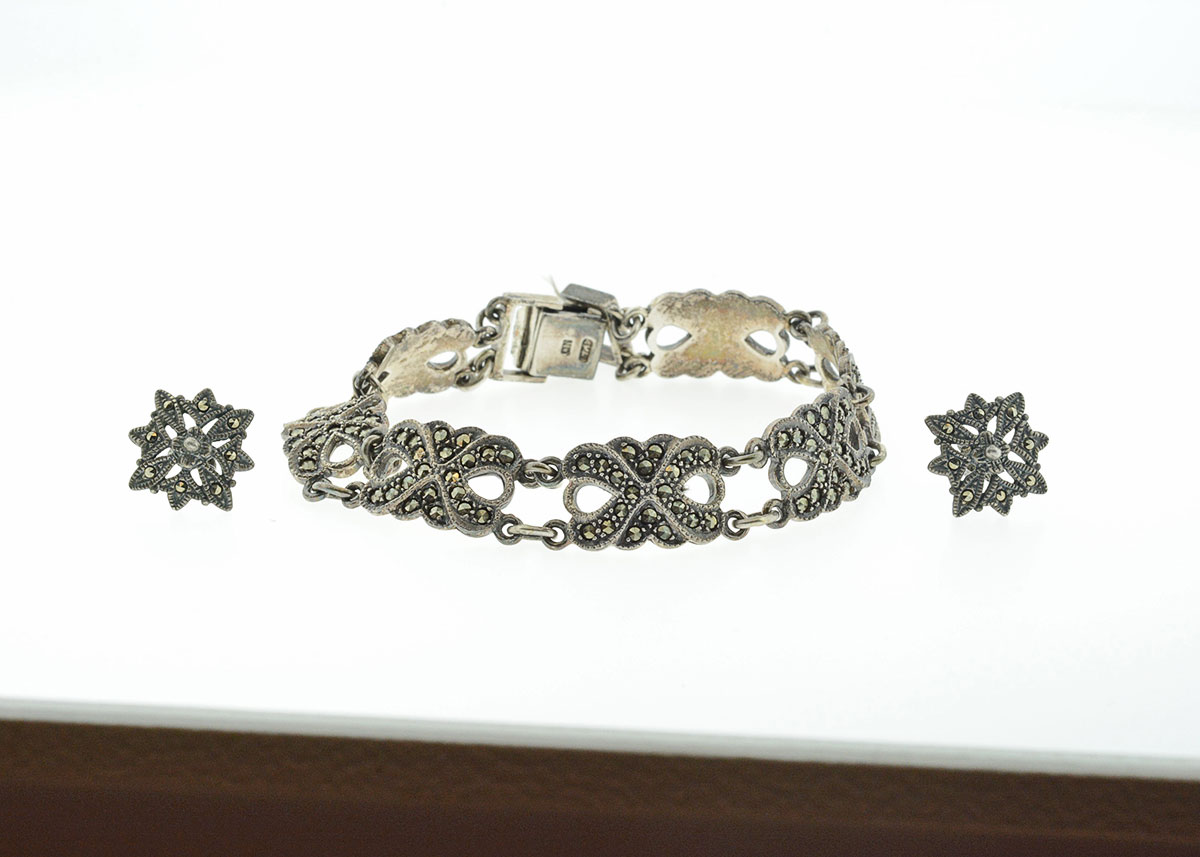 Sterling Silver and Marcasite Demi Parure