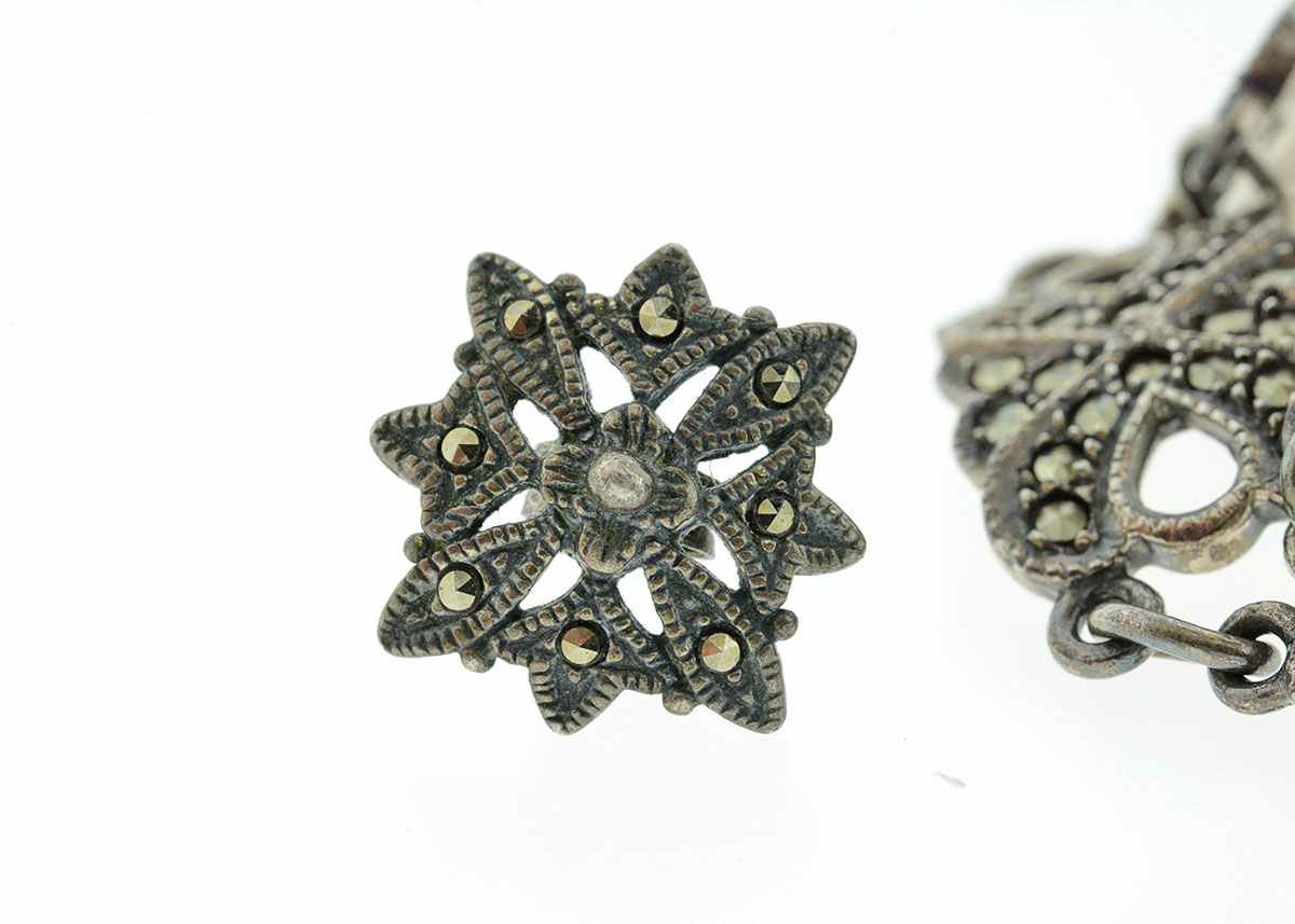 Sterling Silver and Marcasite Demi Parure