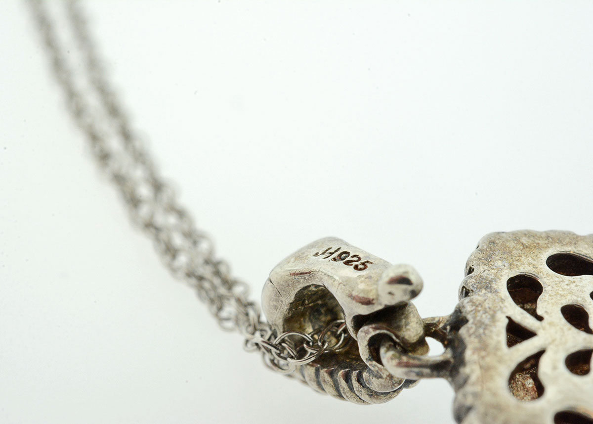 Sterling Silver and Diamond Cluster Pendant Necklace