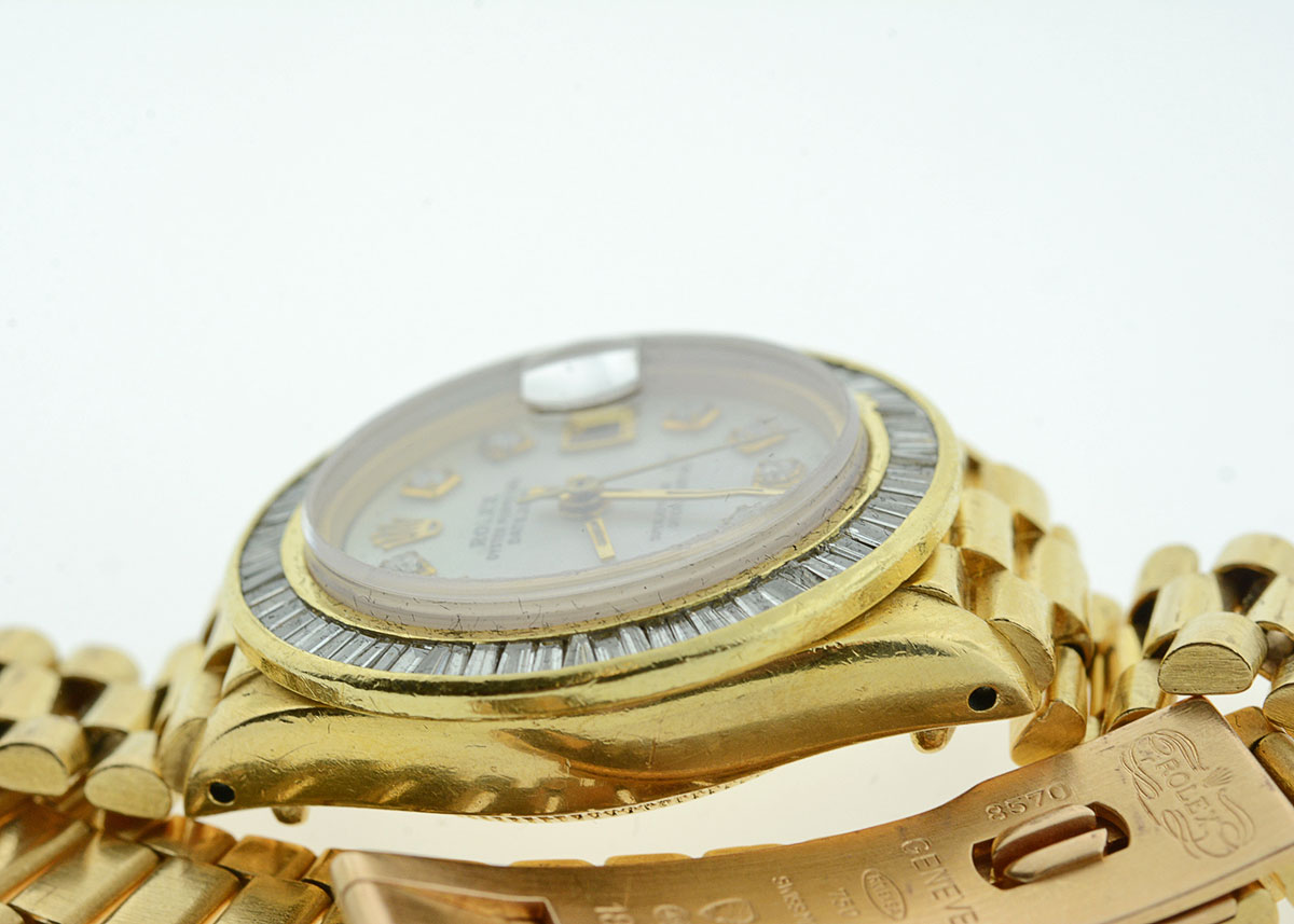 Women's Rolex with Diamond Bezel and Mother-of-Pearl and Diamond Dial