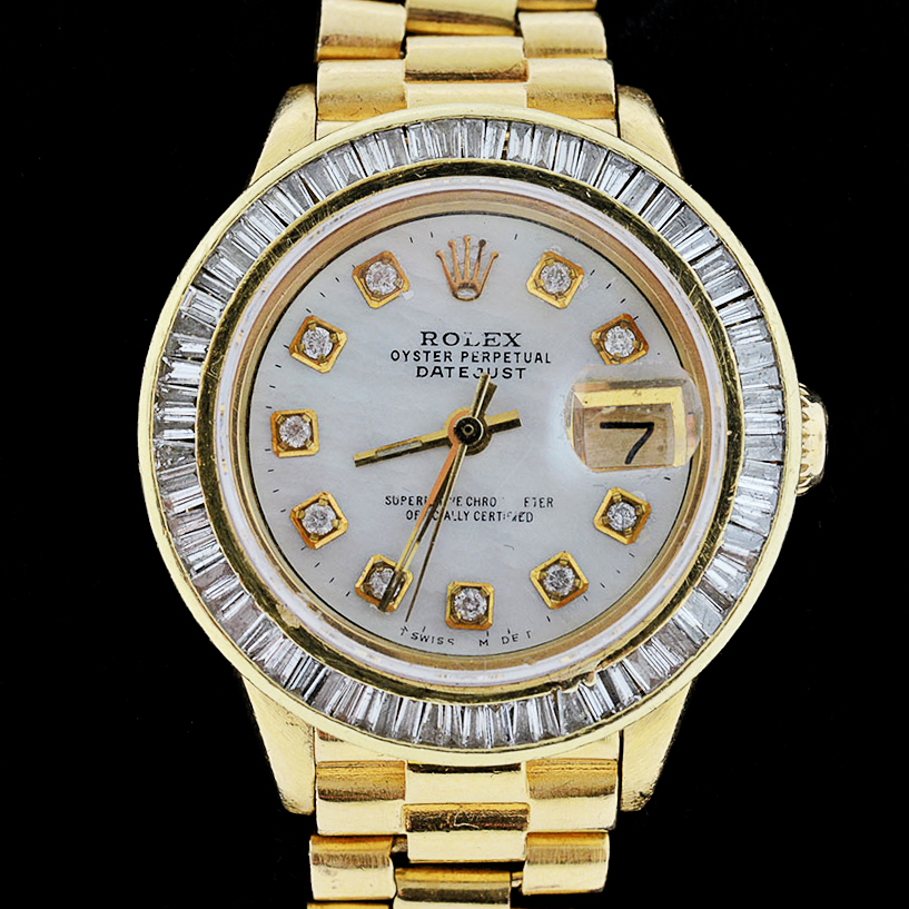 Women's Rolex with Diamond Bezel and Mother-of-Pearl and Diamond Dial