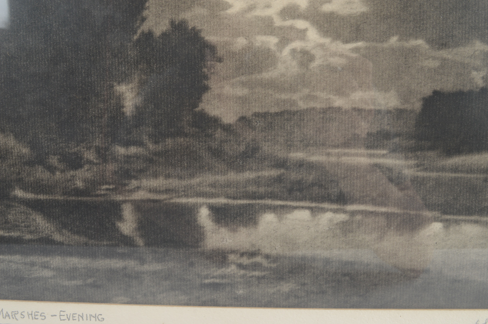 Signed Chas H. Partington Graphite Drawing Titled "Miami Marshes - Evening"