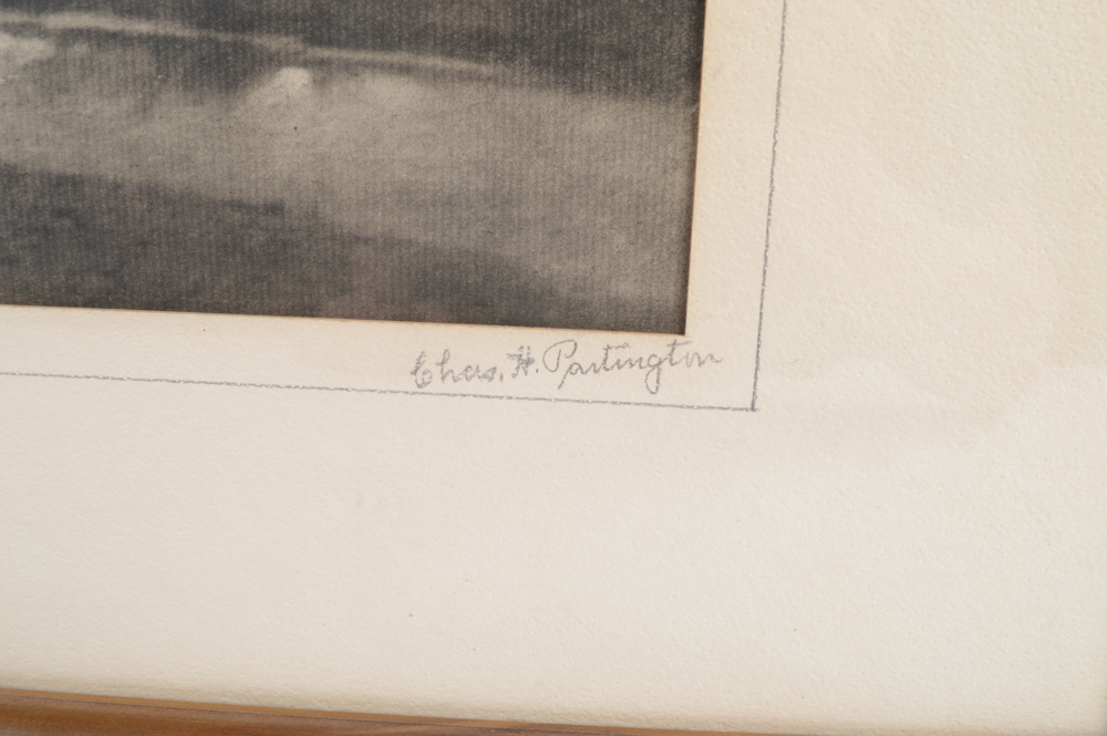 Signed Chas H. Partington Graphite Drawing Titled "Miami Marshes - Evening"