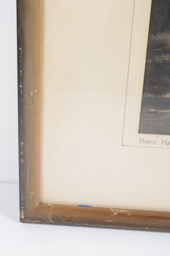 Signed Chas H. Partington Graphite Drawing Titled "Miami Marshes - Evening"