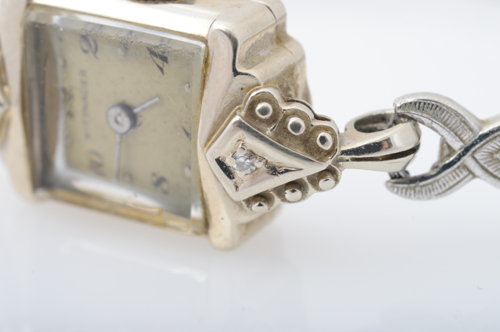 Vintage 14K White Gold and Diamond  Watch