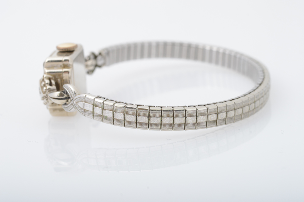 Vintage 14K White Gold and Diamond  Watch