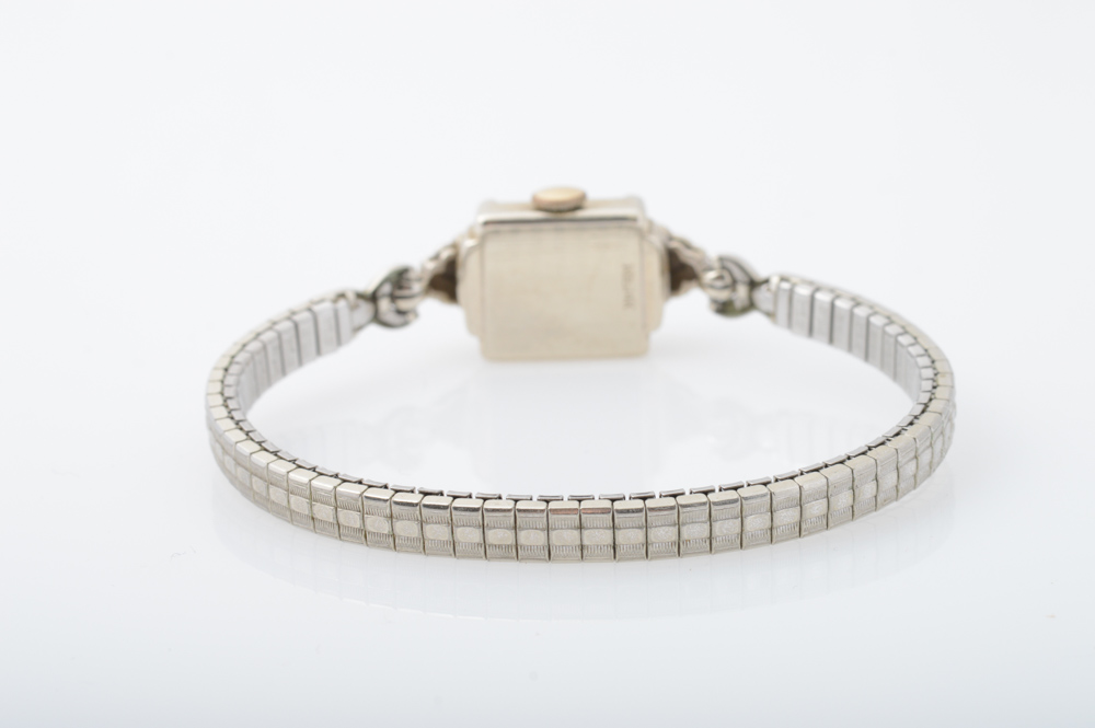 Vintage 14K White Gold and Diamond  Watch