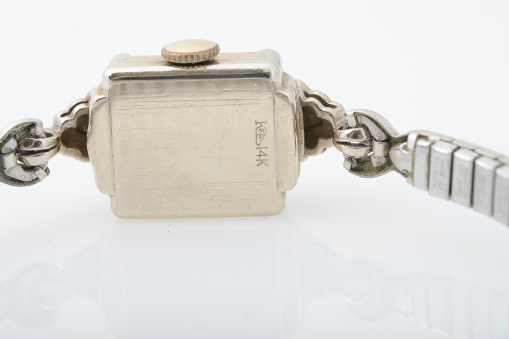 Vintage 14K White Gold and Diamond  Watch