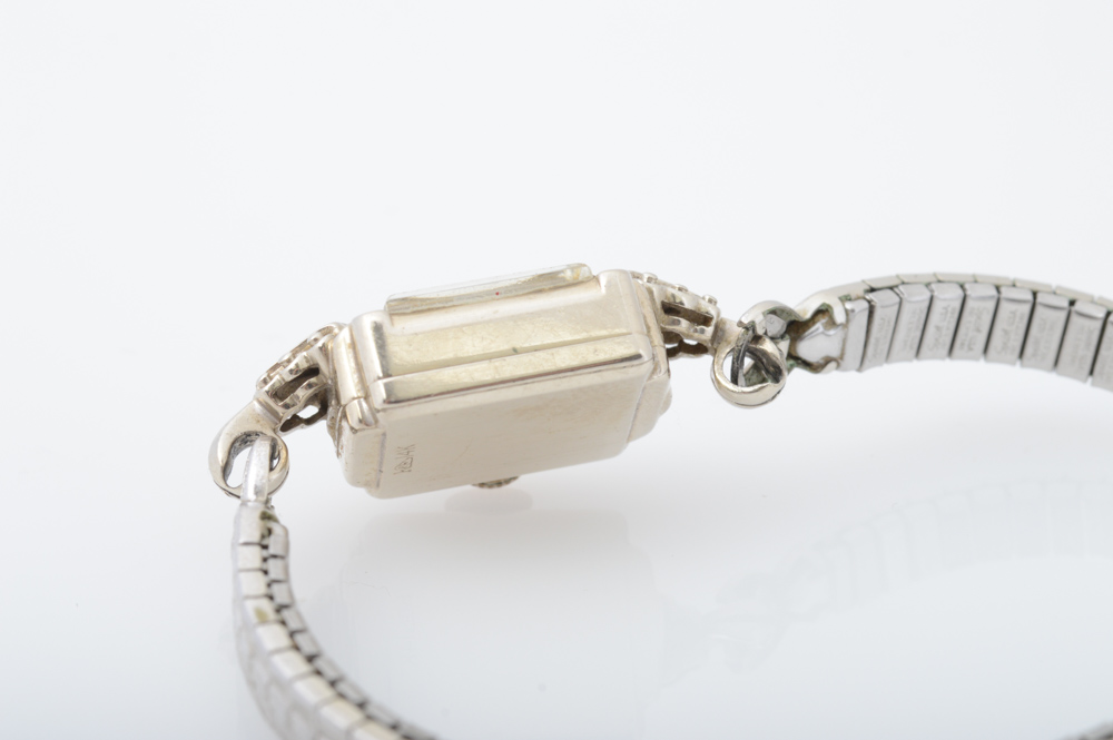 Vintage 14K White Gold and Diamond  Watch