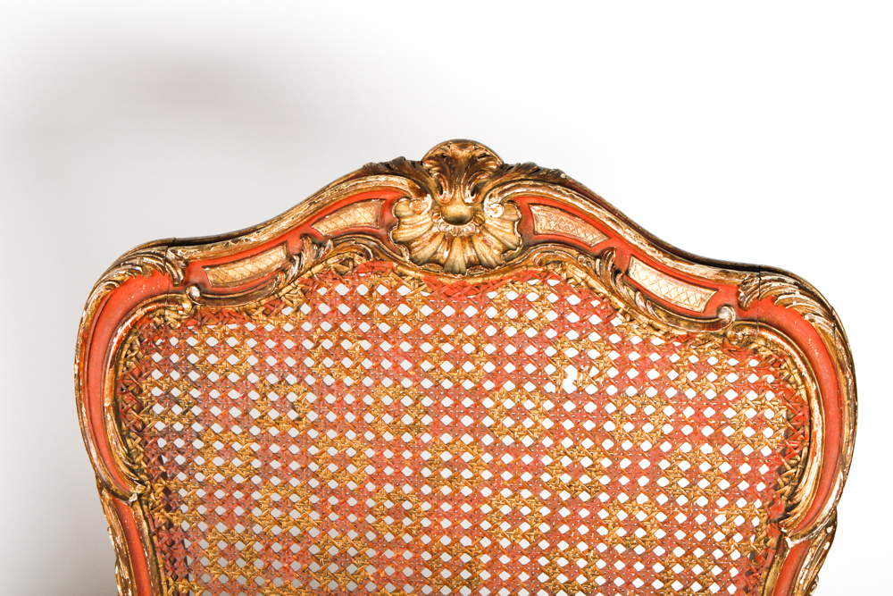 Pair of Antique Louis XV Style Cane Back Side Chairs