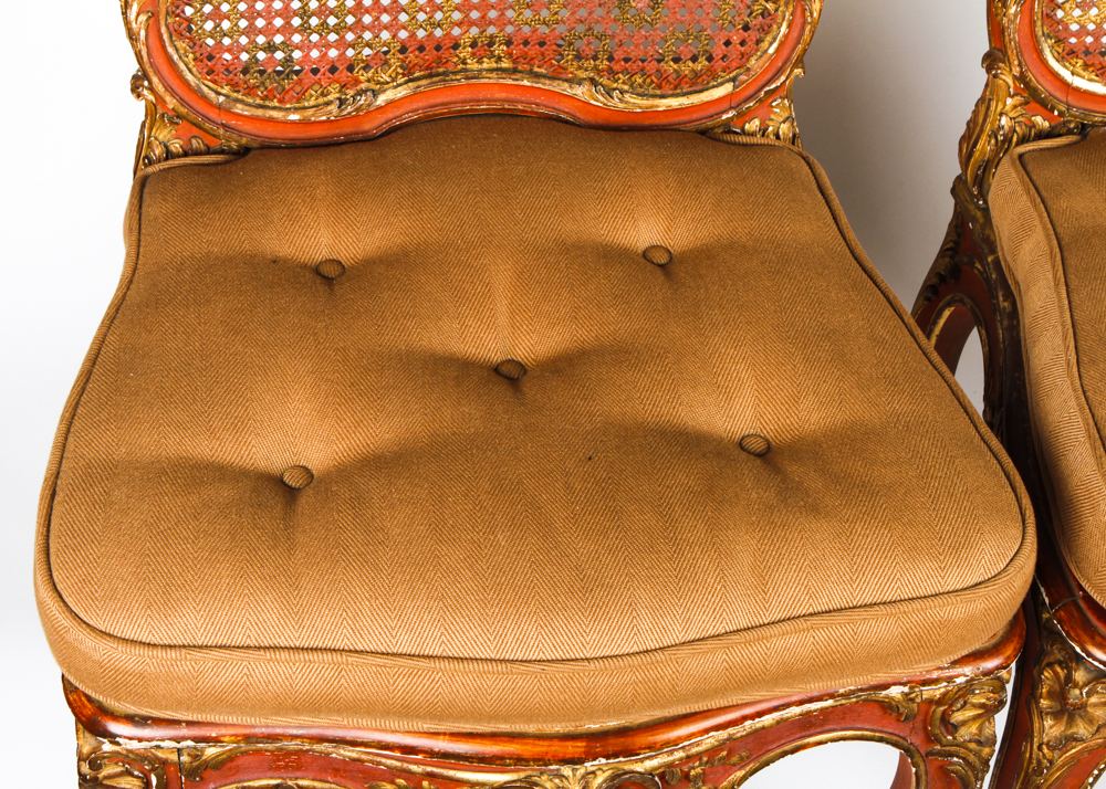 Pair of Antique Louis XV Style Cane Back Side Chairs