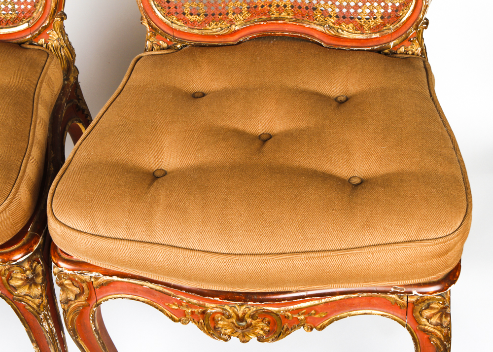 Pair of Antique Louis XV Style Cane Back Side Chairs