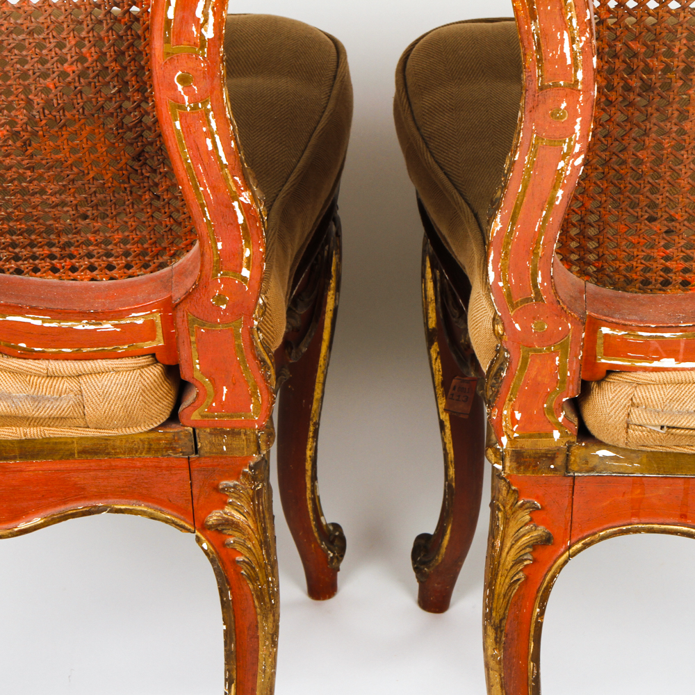 Pair of Antique Louis XV Style Cane Back Side Chairs