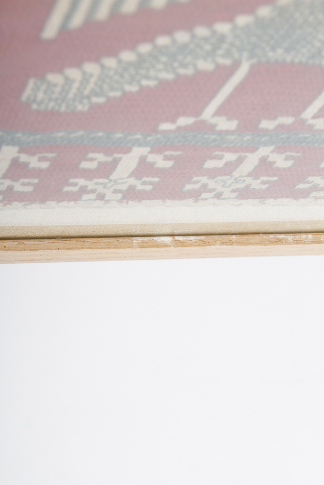 Framed Primitive Needlepoint of Birds in a Field