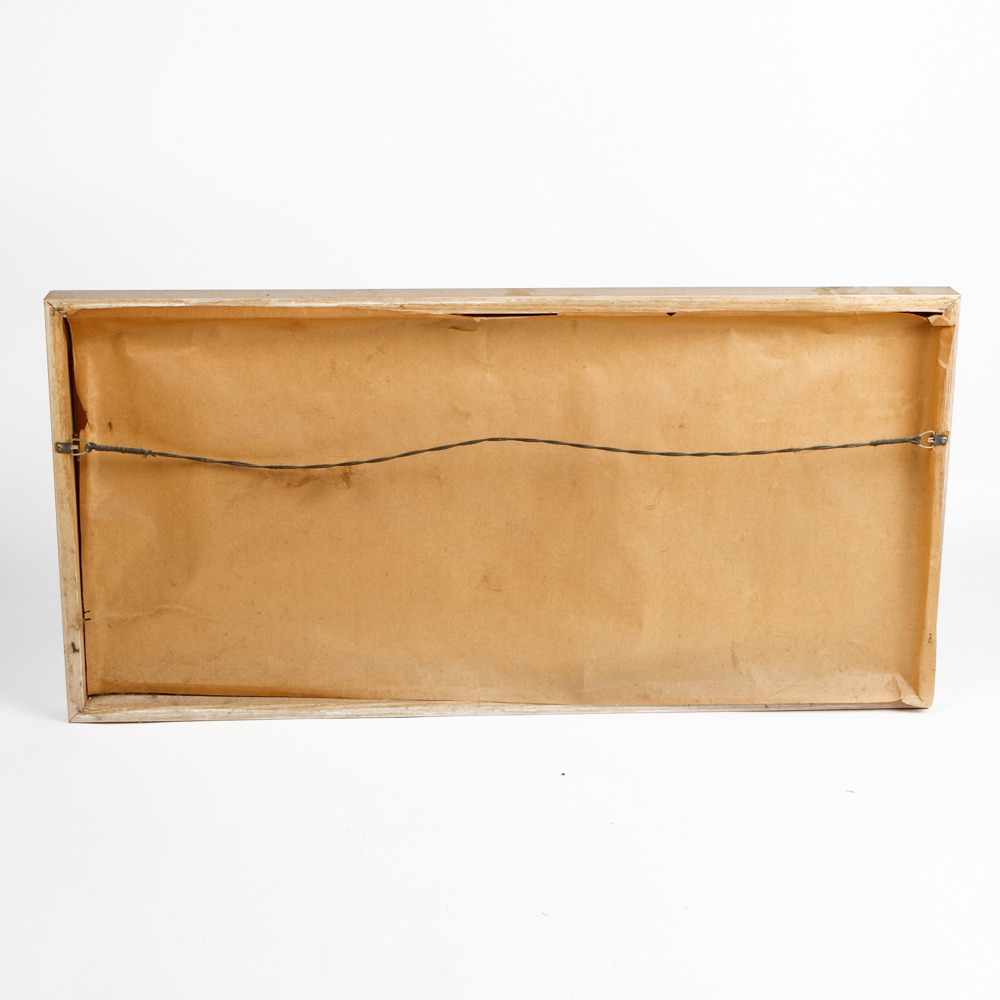 Framed Primitive Needlepoint of Birds in a Field