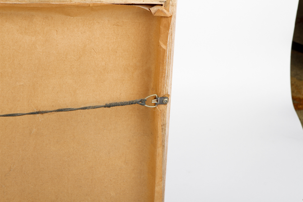 Framed Primitive Needlepoint of Birds in a Field