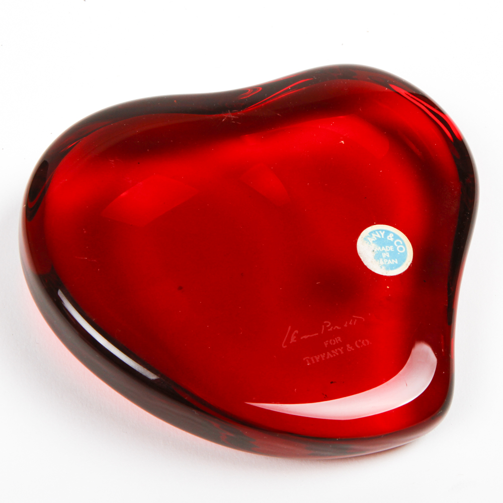 Elsa Peretti for Tiffany & Co. Red Crystal Heart Paperweight