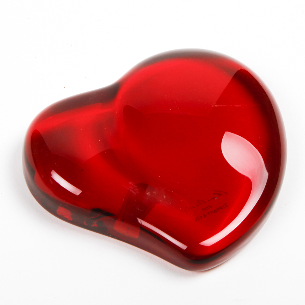Elsa Peretti for Tiffany & Co. Red Crystal Heart Paperweight