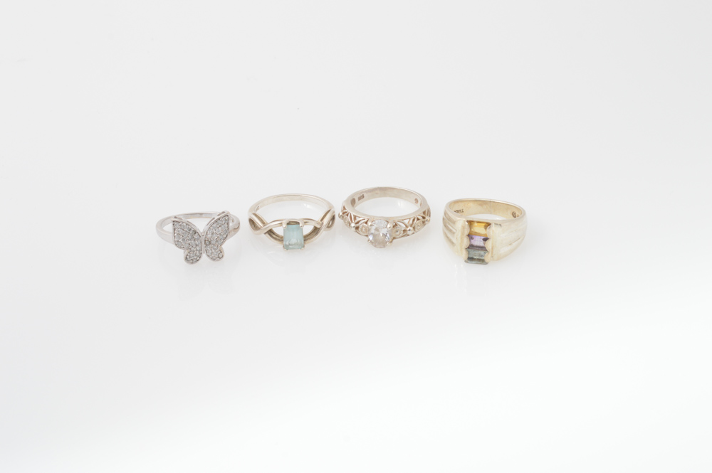 Sterling Silver Citrine Amethyst and Blue Topaz Rings