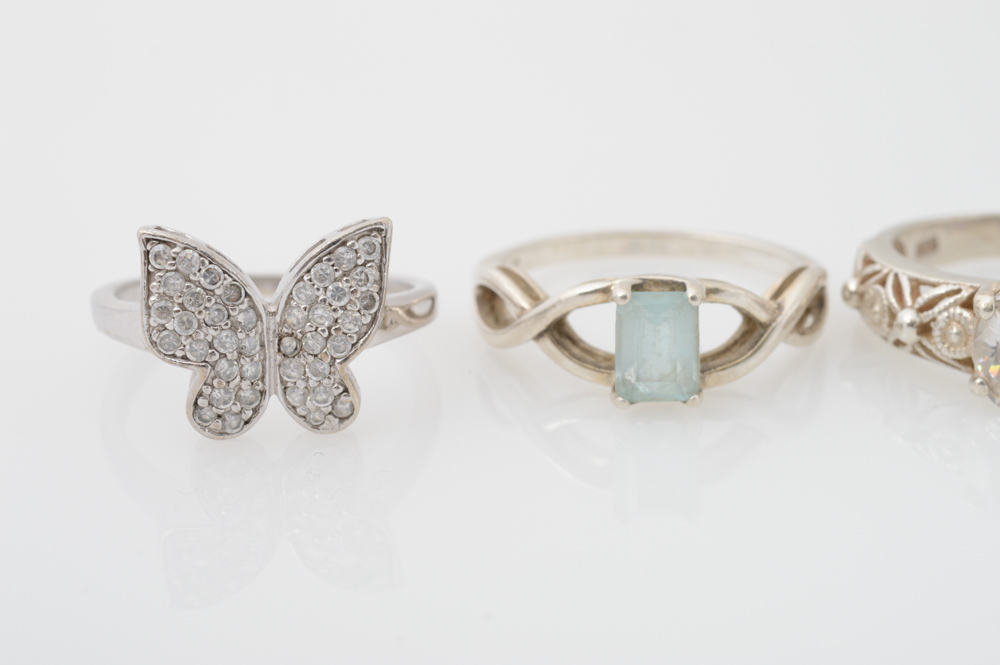 Sterling Silver Citrine Amethyst and Blue Topaz Rings